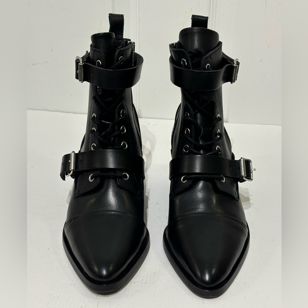 All Saints  “Lucie” Black Boots with Buckle Details